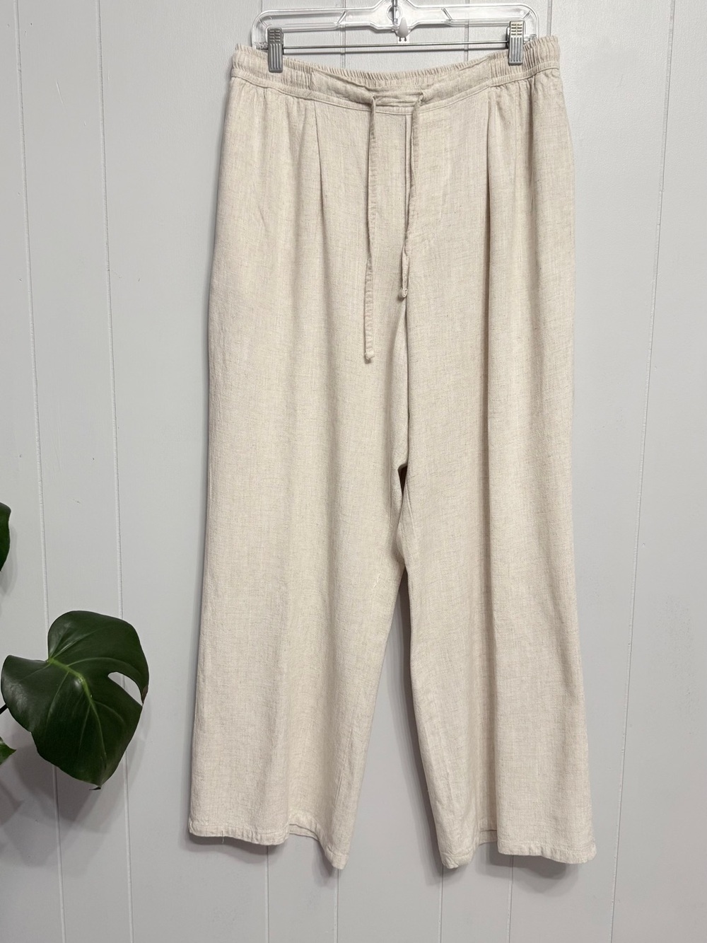 BoohooMan Relaxed Wide-Leg Drawstring   Linen Pants